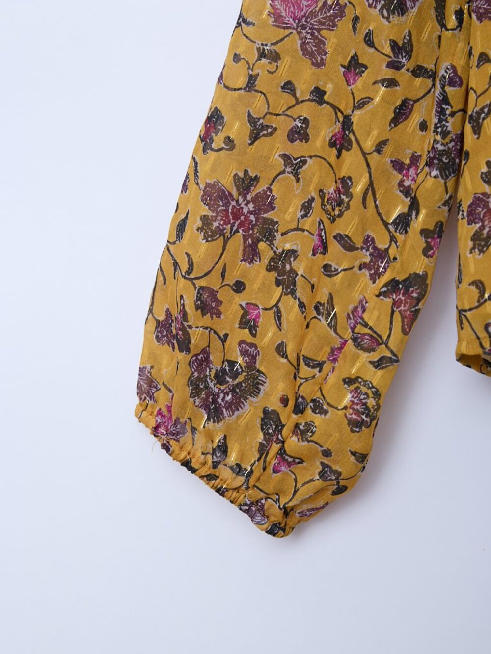 Faherty Silk Cotton Blend Floral Print Long Sleeve V-Neck Blouse Boho Summer - Picture 7 of 11